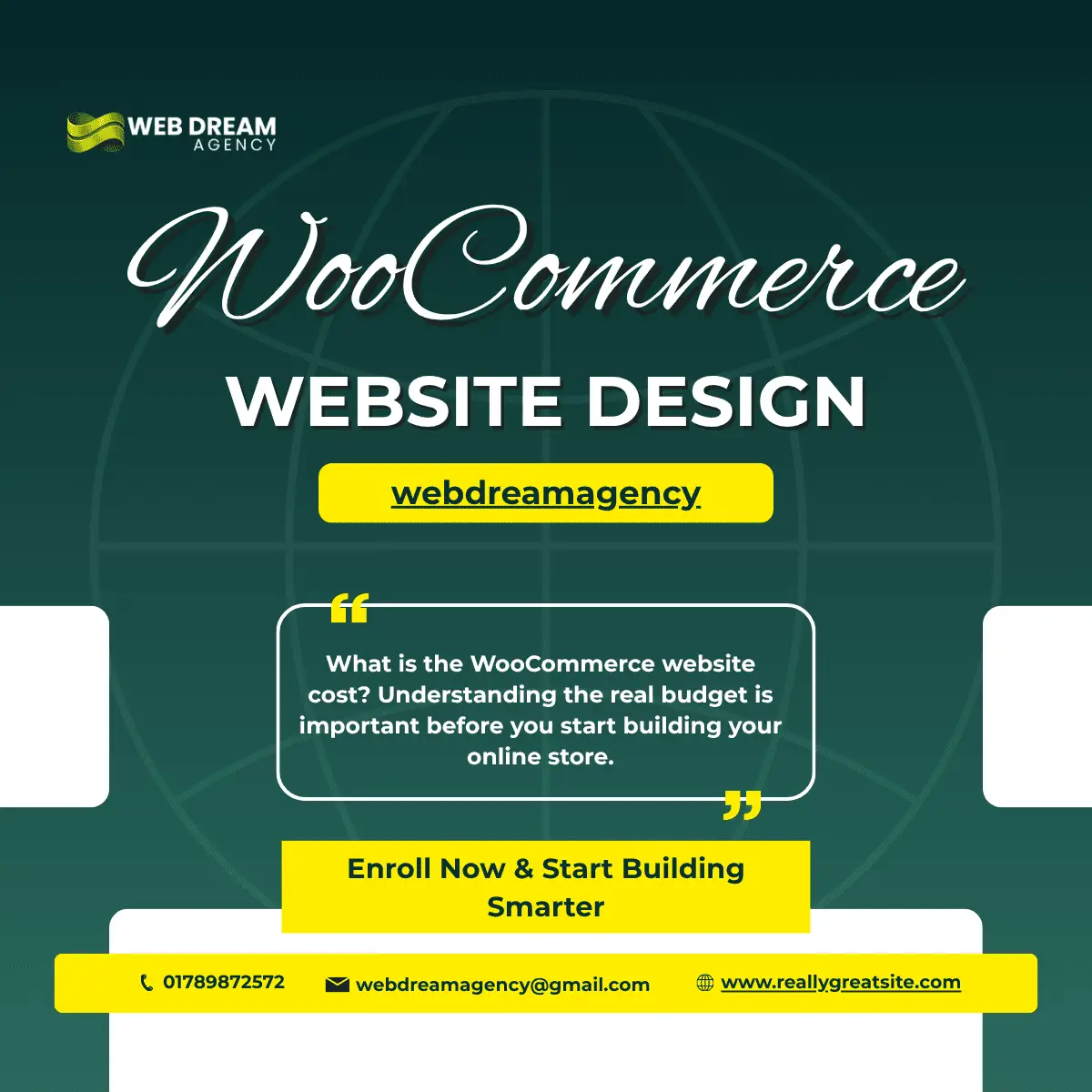 WooCommerce website design advertisement by Web Dream Agency promoting ecommerce website development services